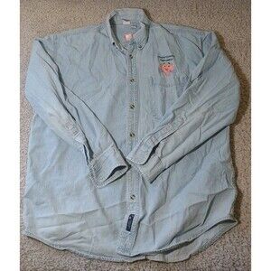 Vtg Owens Corning Pink Panther Denim Shirt Men’s XL Long Sleeve Button Up